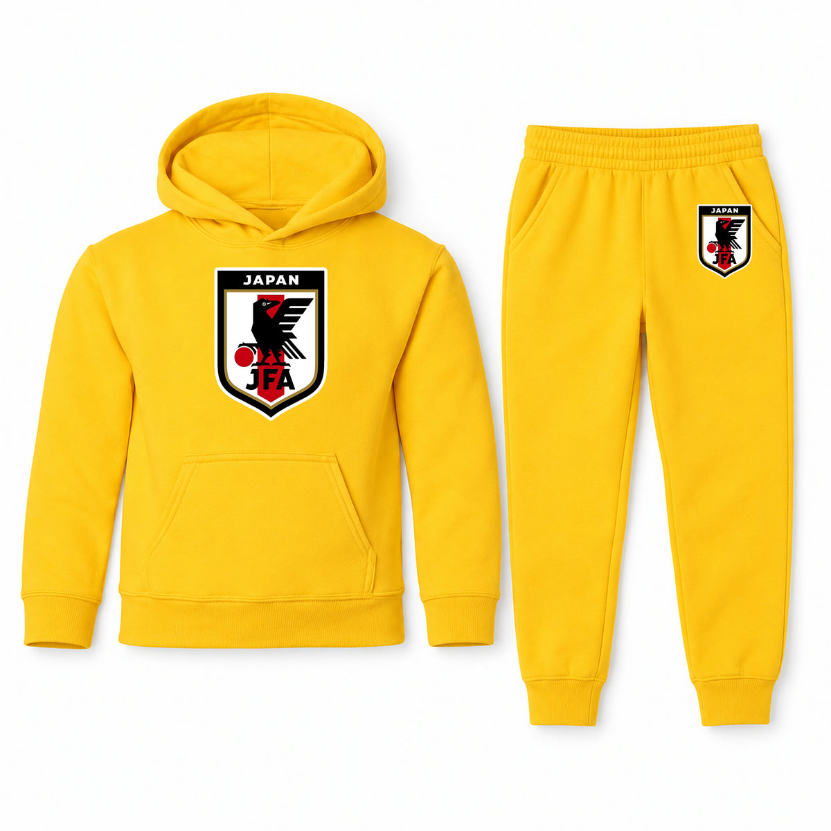 Japan National Soccer Team youth hoodie jogger set, Yellow, Youth Large ages 10–12