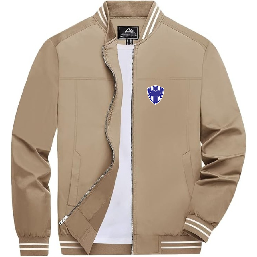 Men’s Monterrey FC - Lightweight Zip-Up Bomber Jacket with Ribbed Collar and Cuffs - Versatile Casual Outerwear
