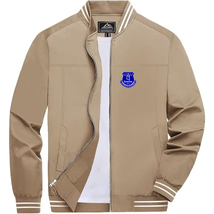 Men’s Everton FC - Lightweight Zip-Up Bomber Jacket with Ribbed Collar and Cuffs - Versatile Casual Outerwear
