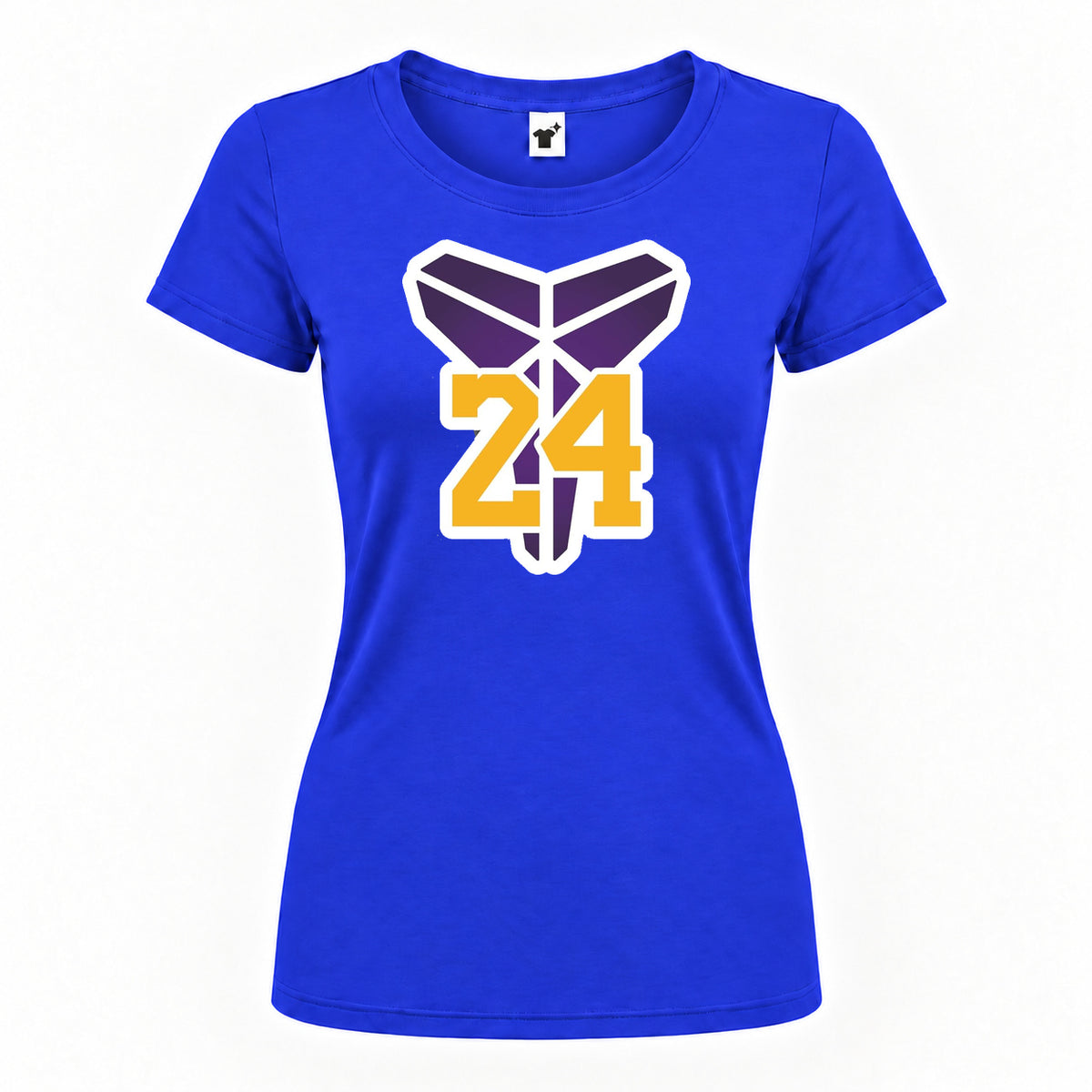 Women's Kobe Bryant Mamba 24 Round Neck T-Shirt — Royal Blue — original logo on current Drive garment