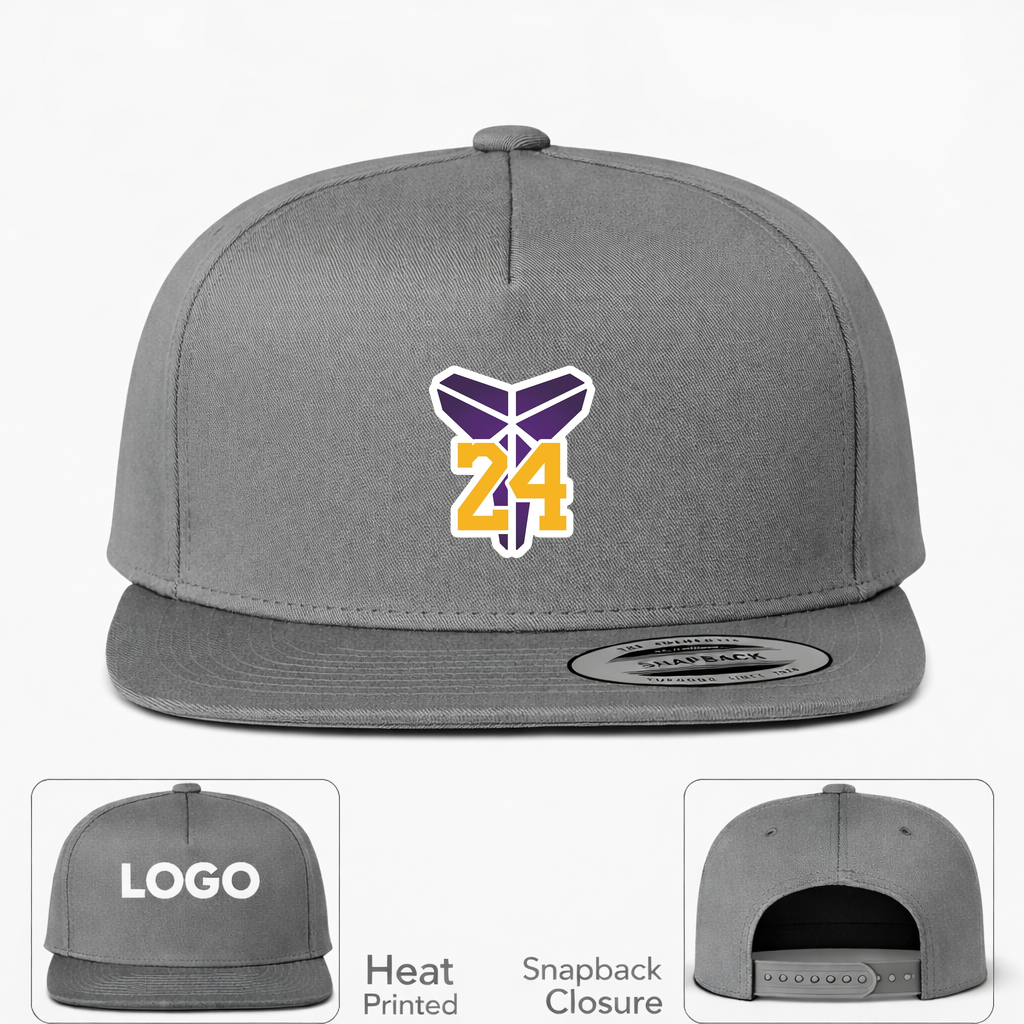 Kobe Bryant Mamba 24 Snapback Hat | Color: Grey | Original artwork on Drive garment