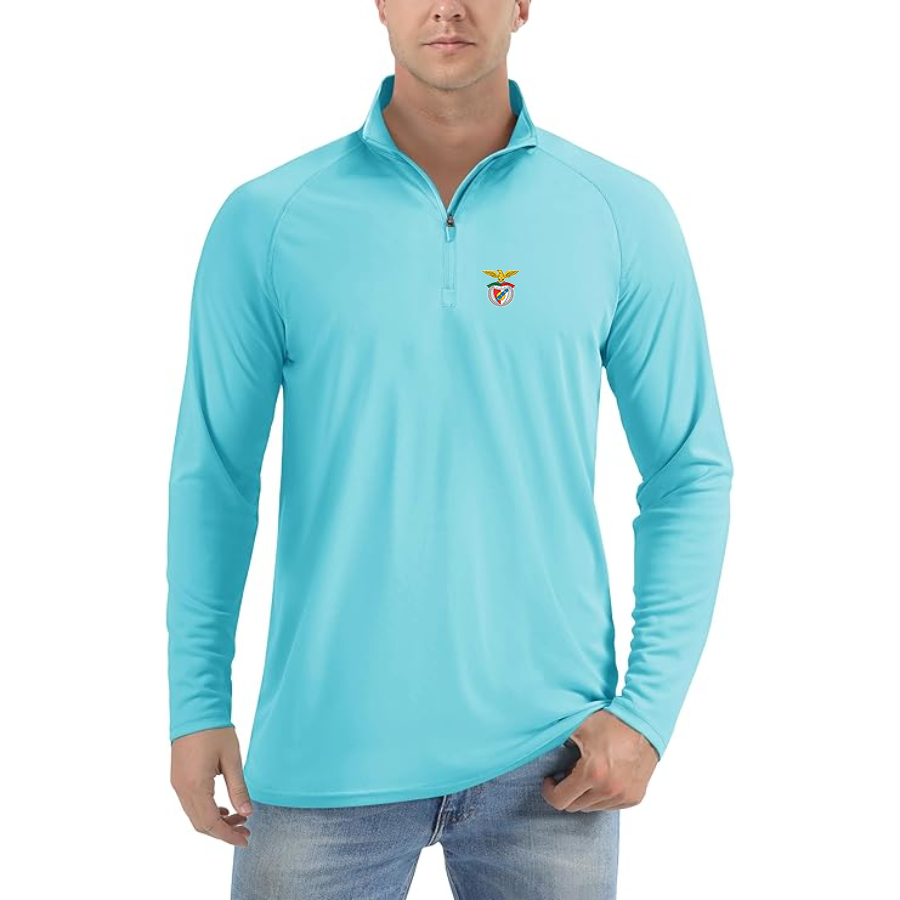 Men’s SL Benfica FC - Lightweight Quarter-Zip Athletic Shirt – Long Sleeve Performance Wear