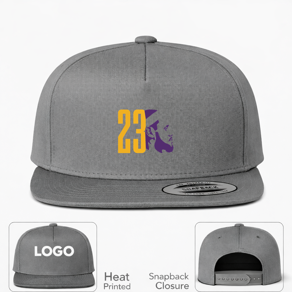Lebron James 23 Snapback Hat | Color: Grey | Original artwork on Drive garment