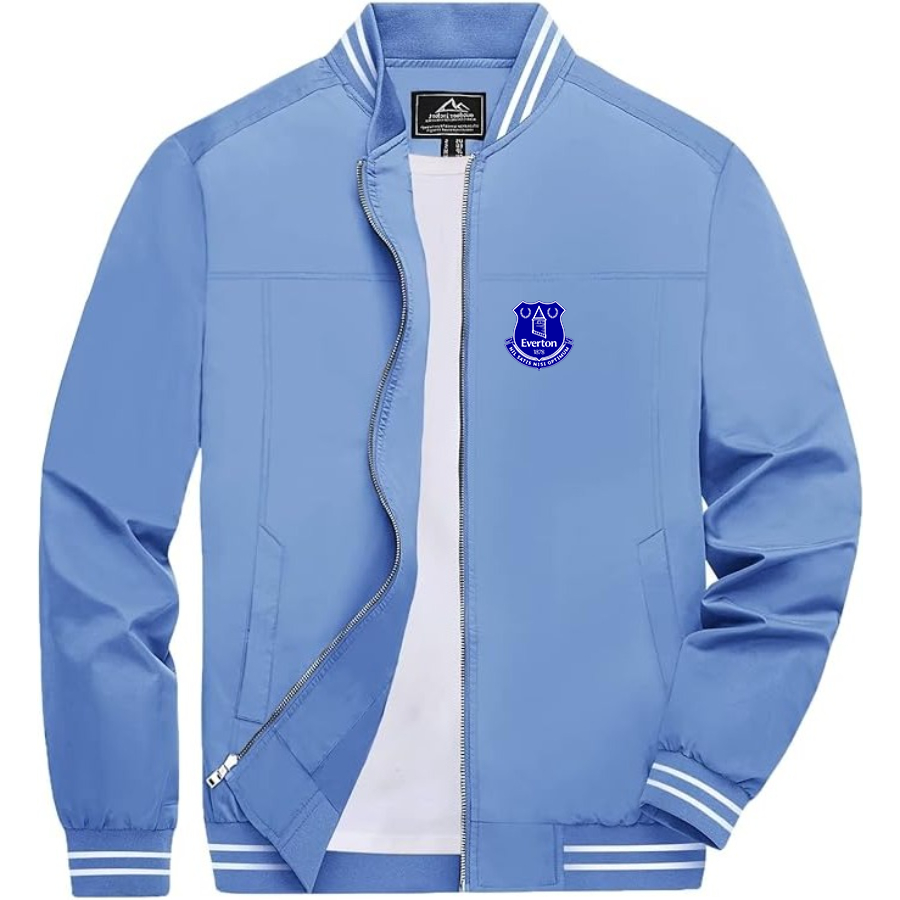 Men’s Everton FC - Lightweight Zip-Up Bomber Jacket with Ribbed Collar and Cuffs - Versatile Casual Outerwear