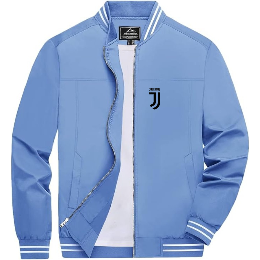 Men’s Juventus Soccer Lightweight Zip-Up Bomber Jacket with Ribbed Collar and Cuffs - Versatile Casual Outerwear (Copy)