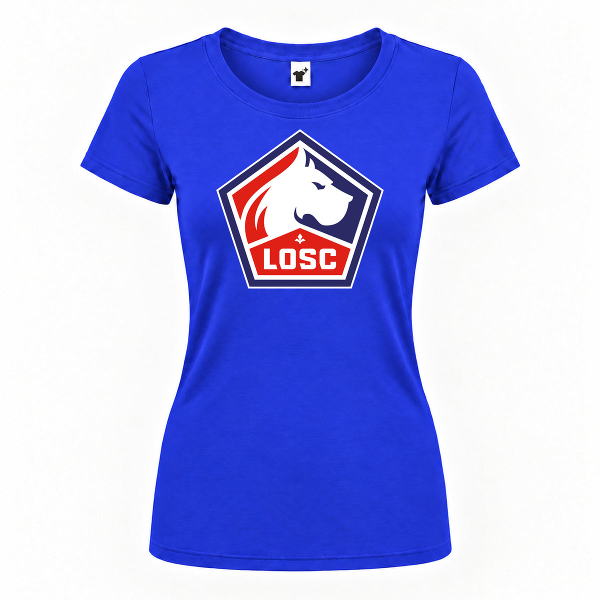 Women's Lille Olympique FC Round Neck T-Shirt — Royal Blue — original logo on current Drive garment