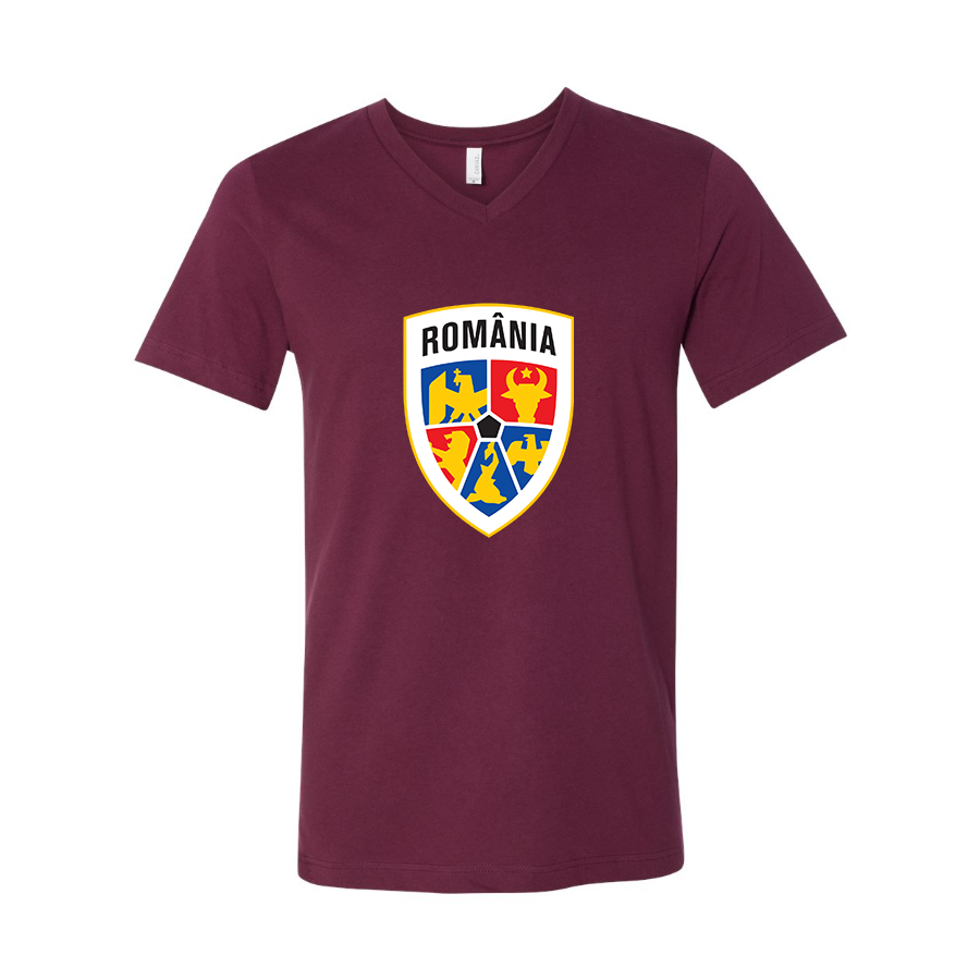 Men’s Romania National Soccer Team - BELLA + CANVAS - Jersey V-Neck Tee - 3005