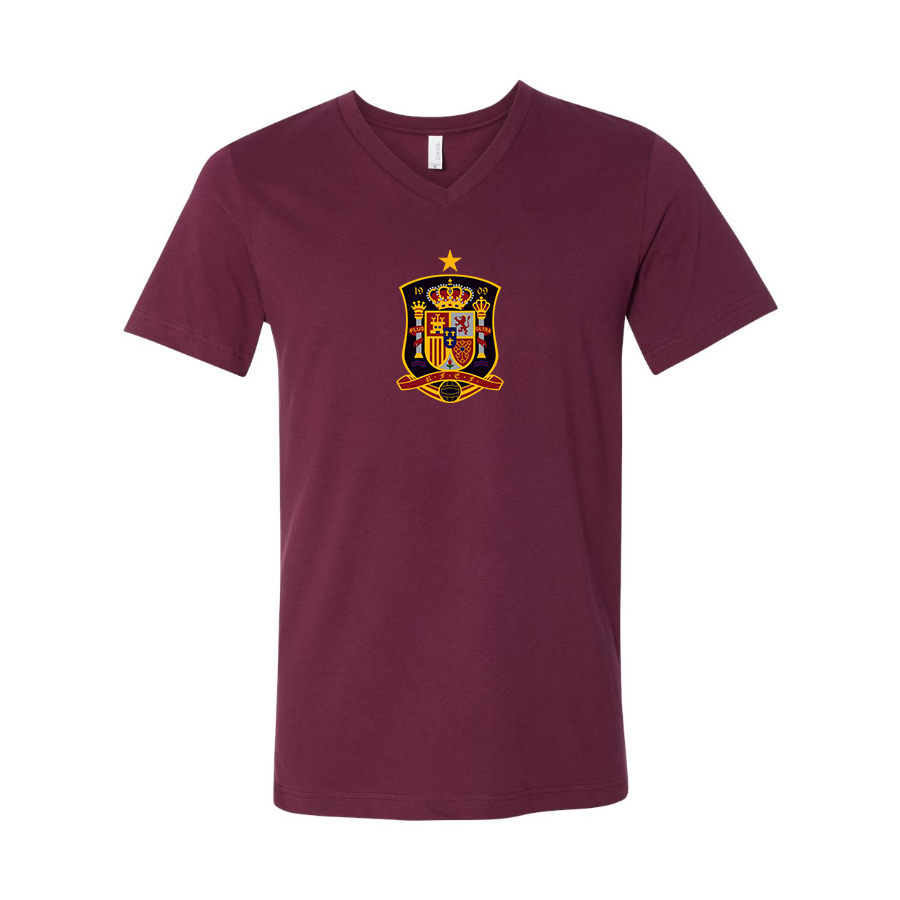 Men’s Spain National Soccer Team - BELLA + CANVAS - Jersey V-Neck Tee - 3005