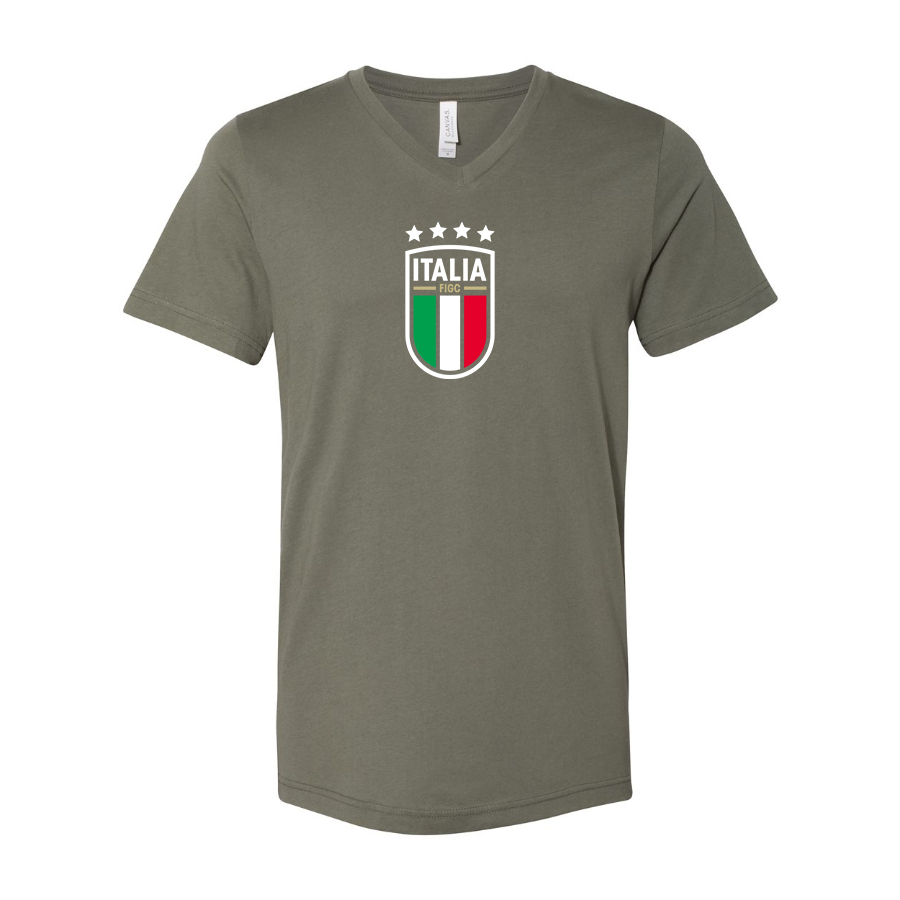 Men’s Italy National Soccer Team - BELLA + CANVAS - Jersey V-Neck Tee - 3005