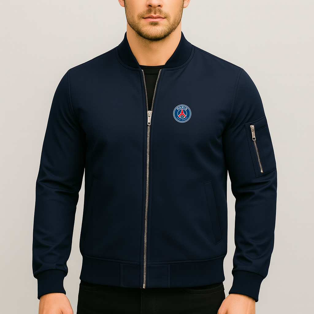 Men’s Paris Saint-Germain Soccer Lightweight Bomber Jacket Windbreaker Softshell Varsity Jacket Coat