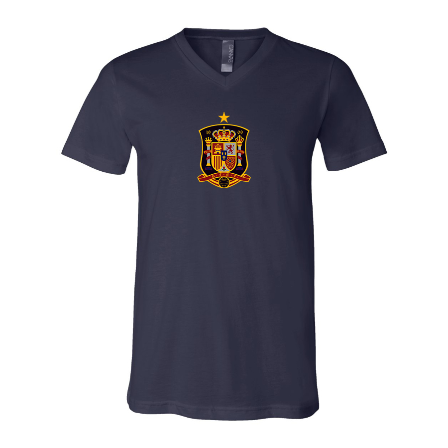 Men’s Spain National Soccer Team - BELLA + CANVAS - Jersey V-Neck Tee - 3005