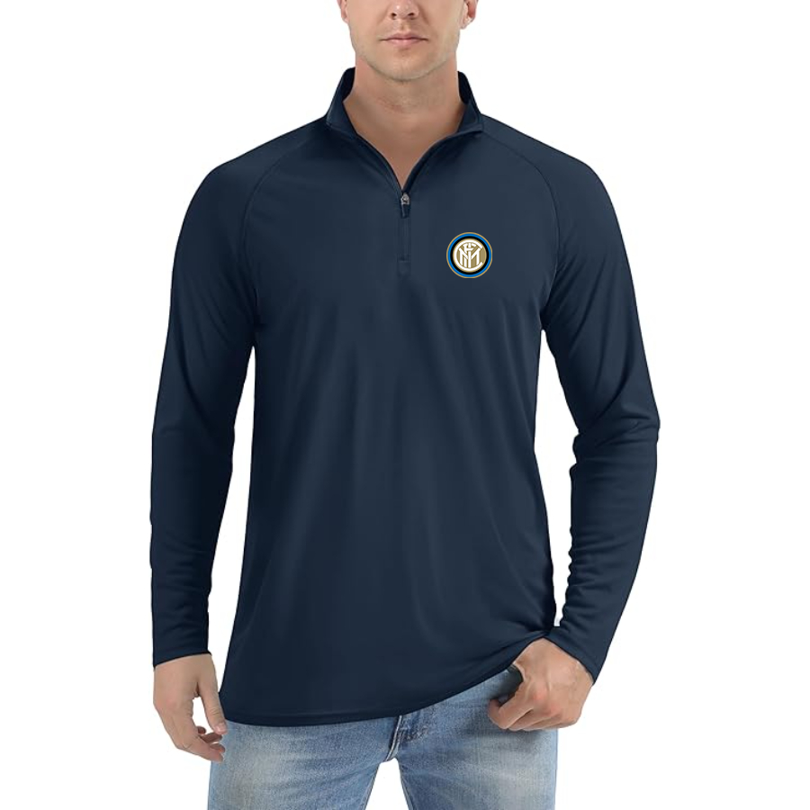 Men’s Inter Milan Soccer - Lightweight Quarter-Zip Athletic Shirt – Long Sleeve Performance Wear