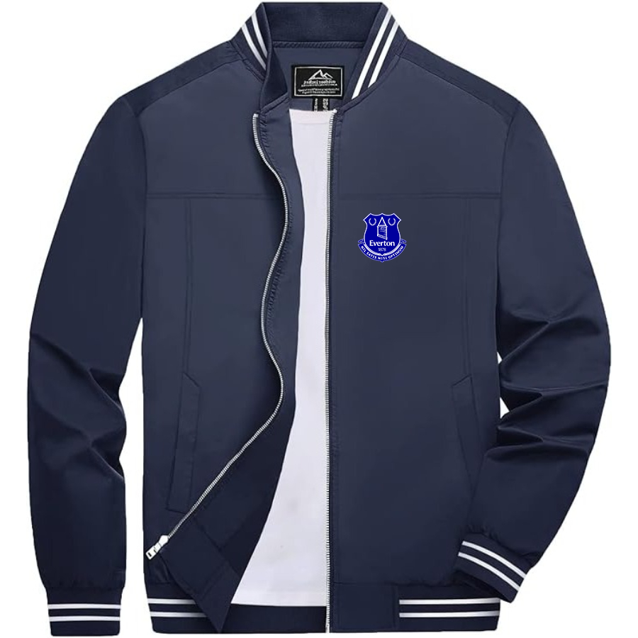 Men’s Everton FC - Lightweight Zip-Up Bomber Jacket with Ribbed Collar and Cuffs - Versatile Casual Outerwear