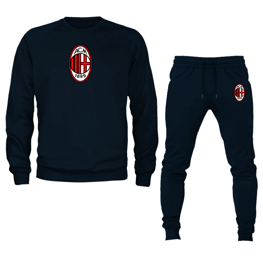 Men’s AC Milan Soccer Logo Crewneck Sweatshirt Joggers Suit