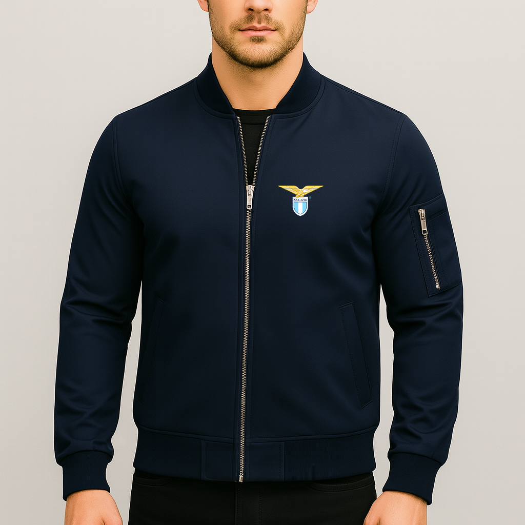 Men's Lazio FC Lightweight Bomber Jacket Windbreaker Softshell Varsity Jacket Coat