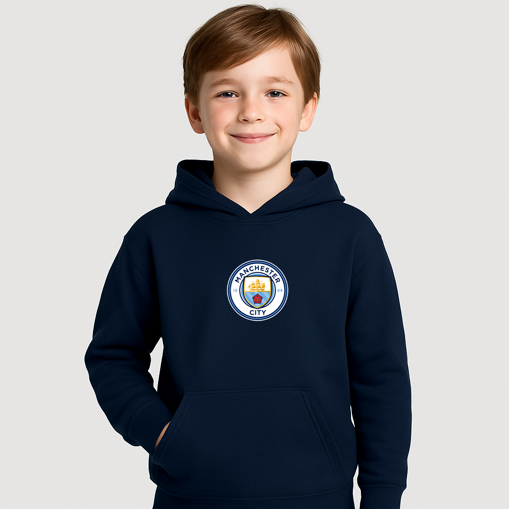 Youth Kids Manchester City Soccer Pullover Hoodie
