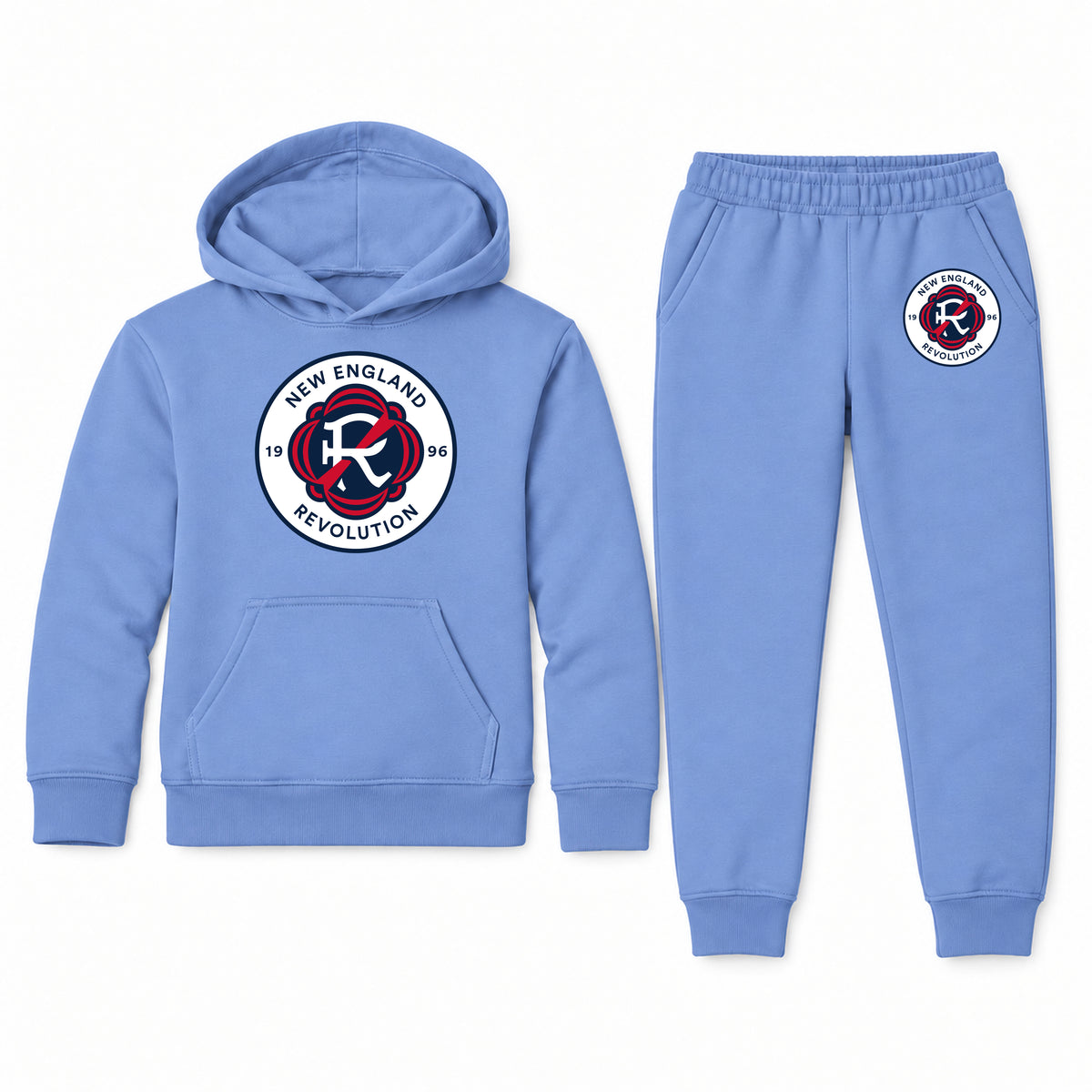 New England Revolution FC youth hoodie jogger set, Carolina Blue, Youth Large ages 10–12