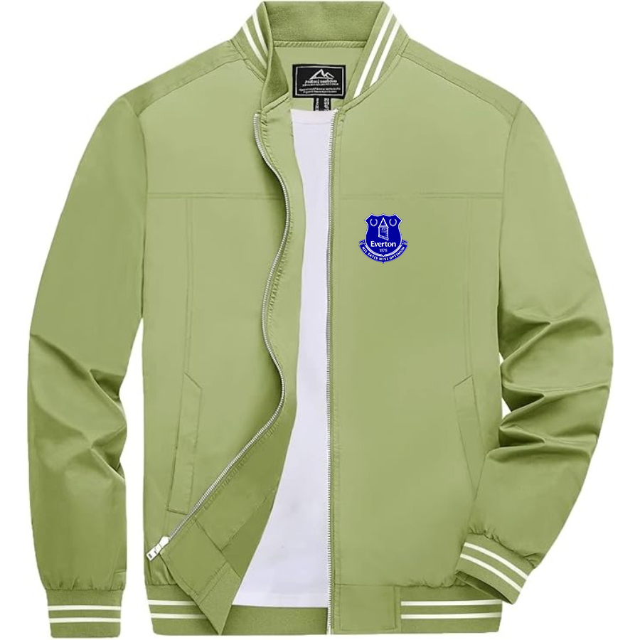Men’s Everton FC - Lightweight Zip-Up Bomber Jacket with Ribbed Collar and Cuffs - Versatile Casual Outerwear