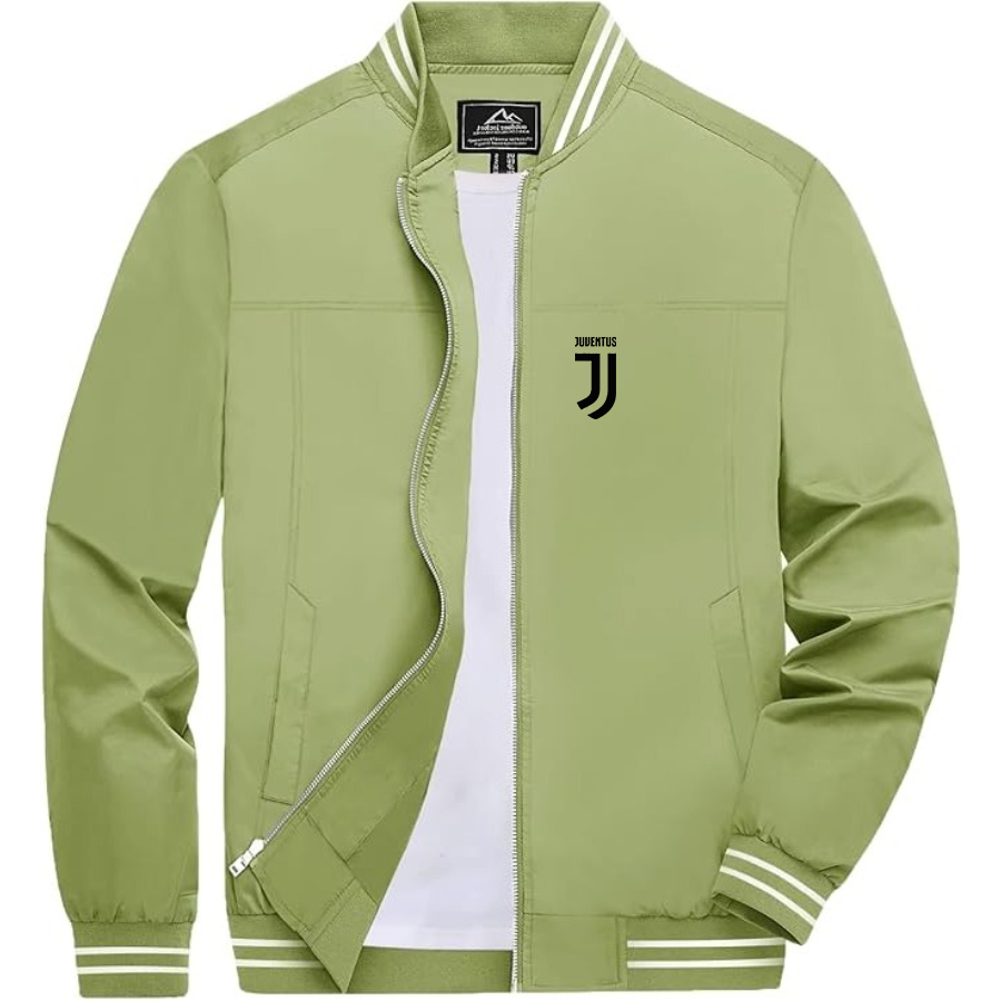 Men’s Juventus Soccer Lightweight Zip-Up Bomber Jacket with Ribbed Collar and Cuffs - Versatile Casual Outerwear (Copy)