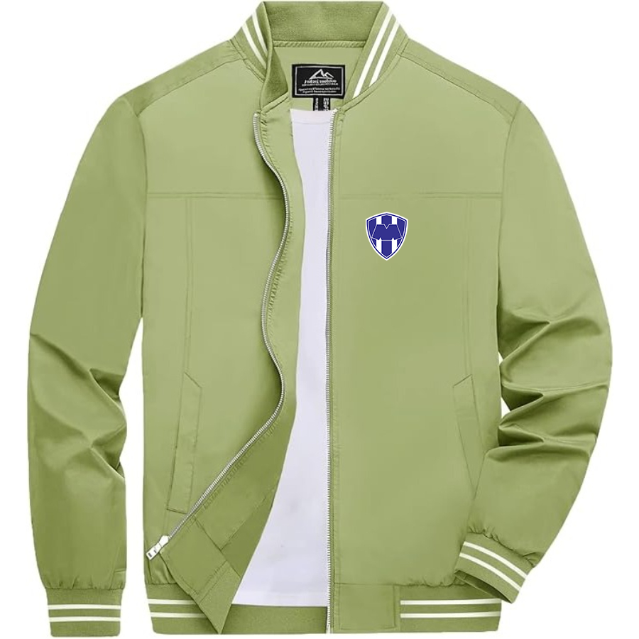 Men’s Monterrey FC - Lightweight Zip-Up Bomber Jacket with Ribbed Collar and Cuffs - Versatile Casual Outerwear