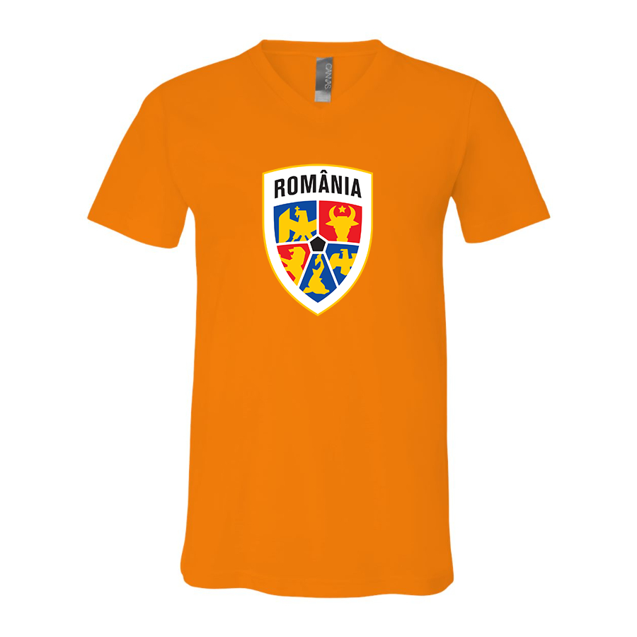 Men’s Romania National Soccer Team - BELLA + CANVAS - Jersey V-Neck Tee - 3005