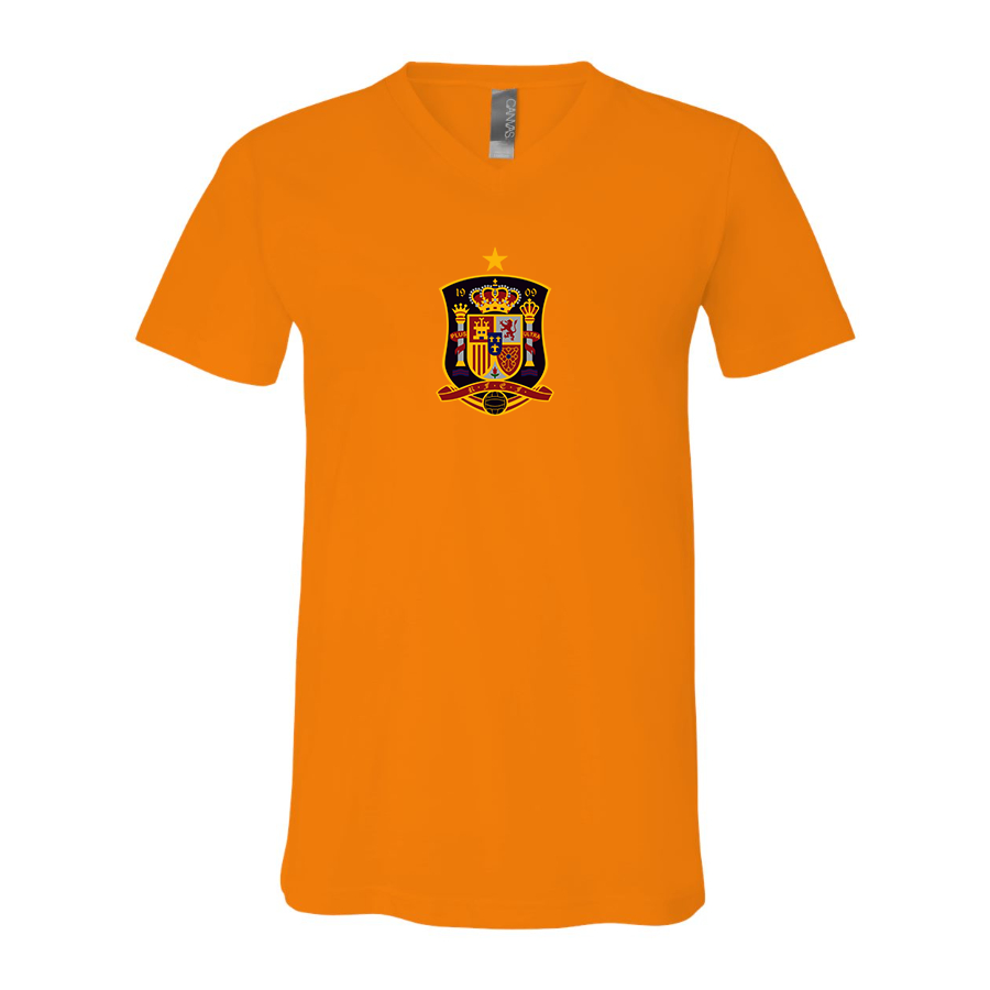 Men’s Spain National Soccer Team - BELLA + CANVAS - Jersey V-Neck Tee - 3005