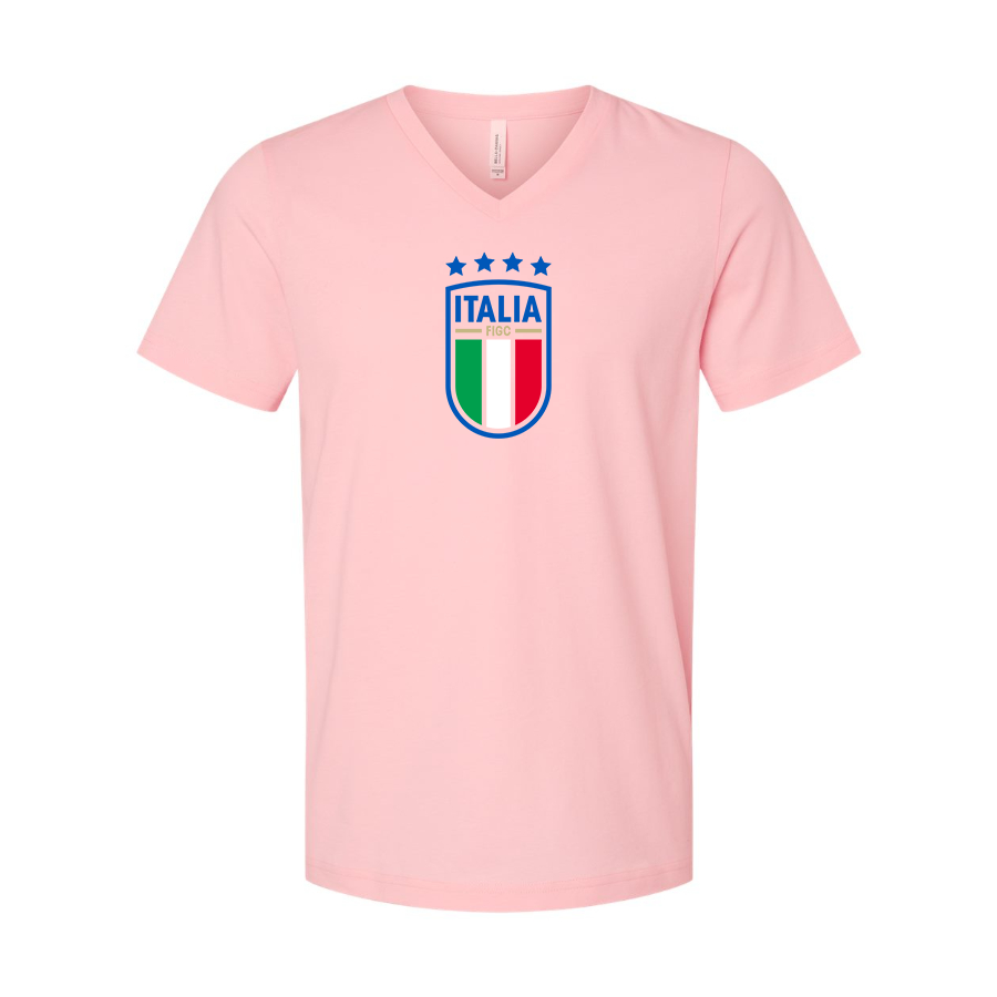 Men’s Italy National Soccer Team - BELLA + CANVAS - Jersey V-Neck Tee - 3005