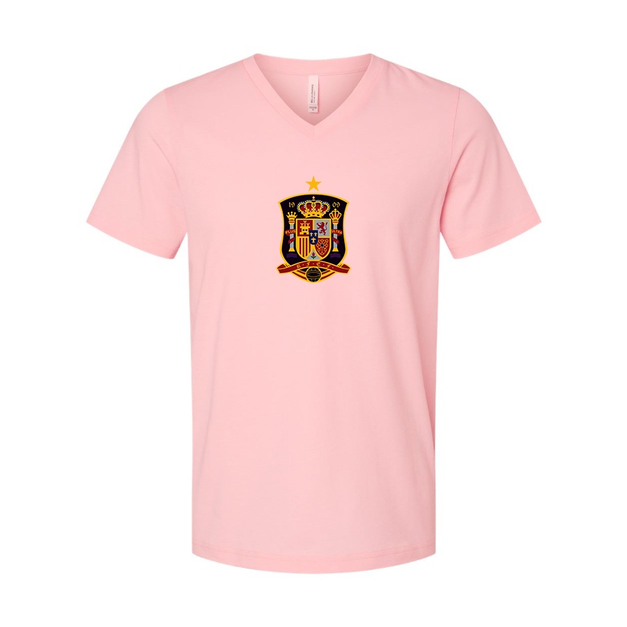 Men’s Spain National Soccer Team - BELLA + CANVAS - Jersey V-Neck Tee - 3005