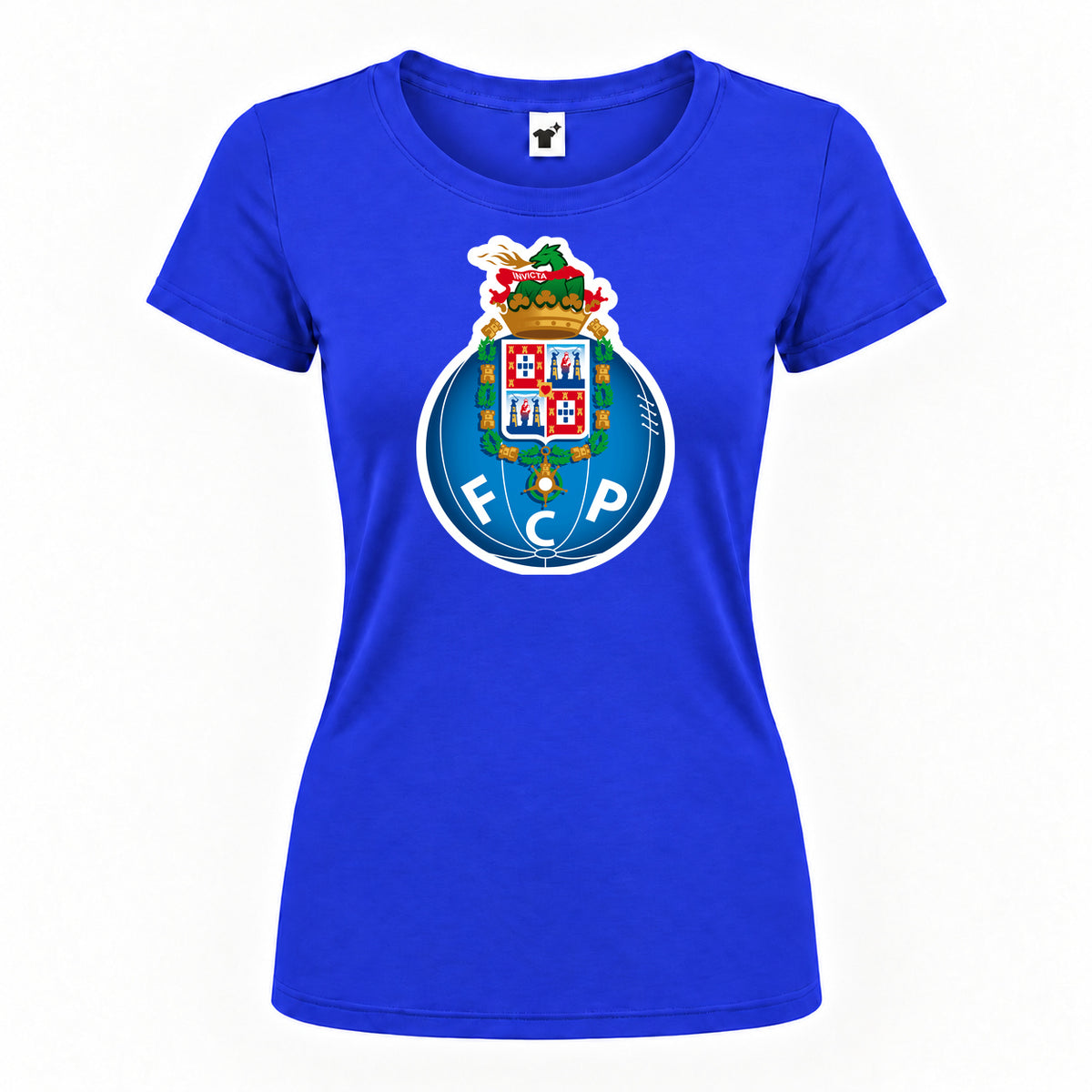 Women's Porto FC Round Neck T-Shirt — Royal Blue — original logo on current Drive garment