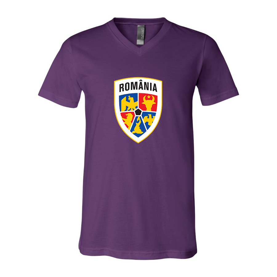 Men’s Romania National Soccer Team - BELLA + CANVAS - Jersey V-Neck Tee - 3005