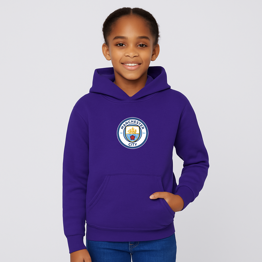 Youth Kids Manchester City Soccer Pullover Hoodie