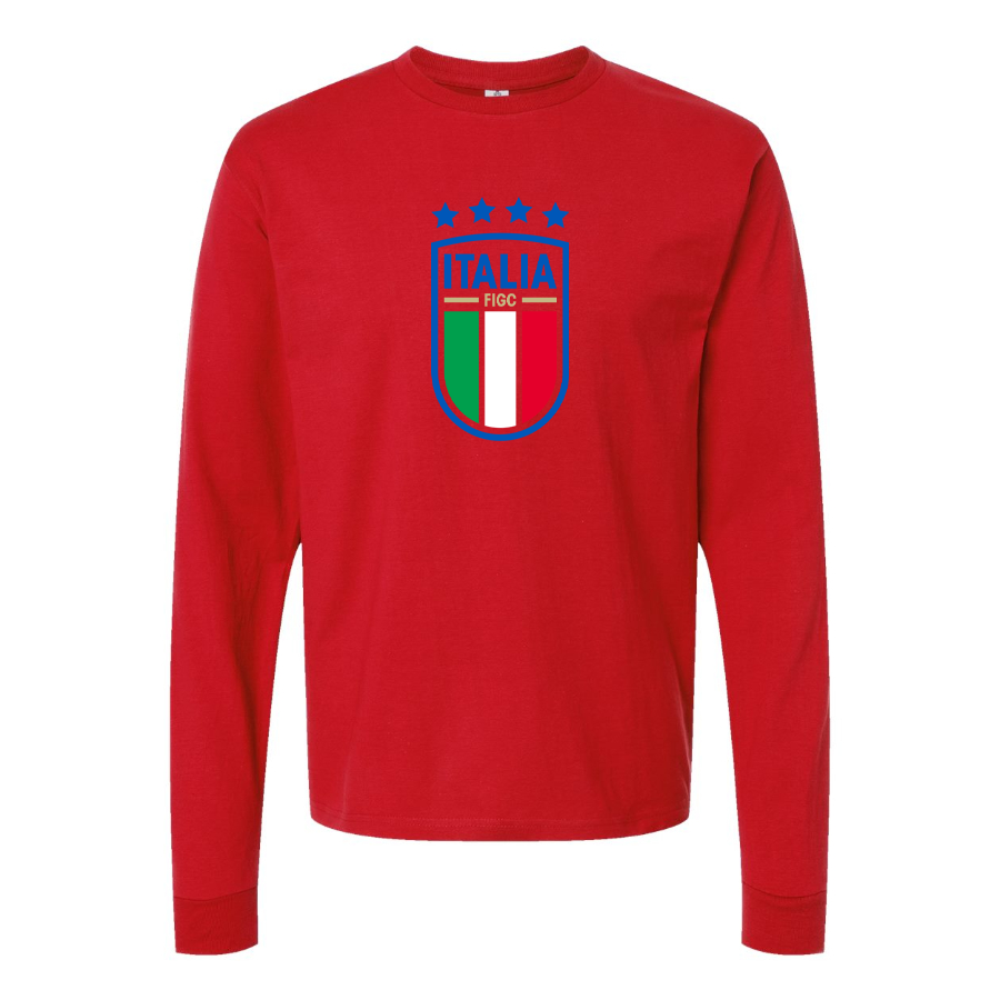 Men's Italy National Soccer Cotton Long Sleeve T-Shirt