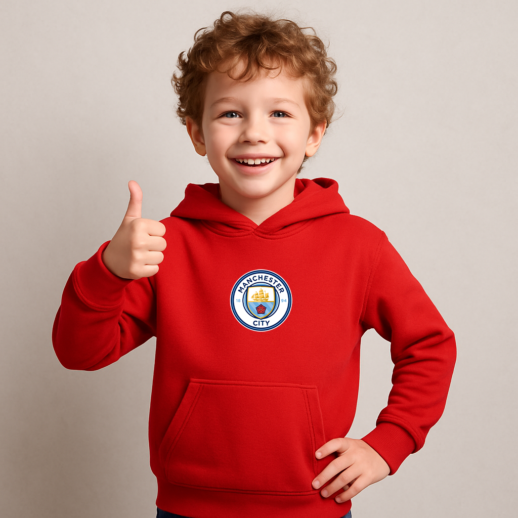 Youth Kids Manchester City Soccer Pullover Hoodie