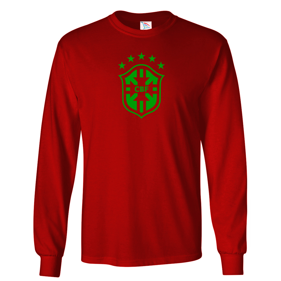 Men's Brazil Soccer Cotton Long Sleeve T-Shirt