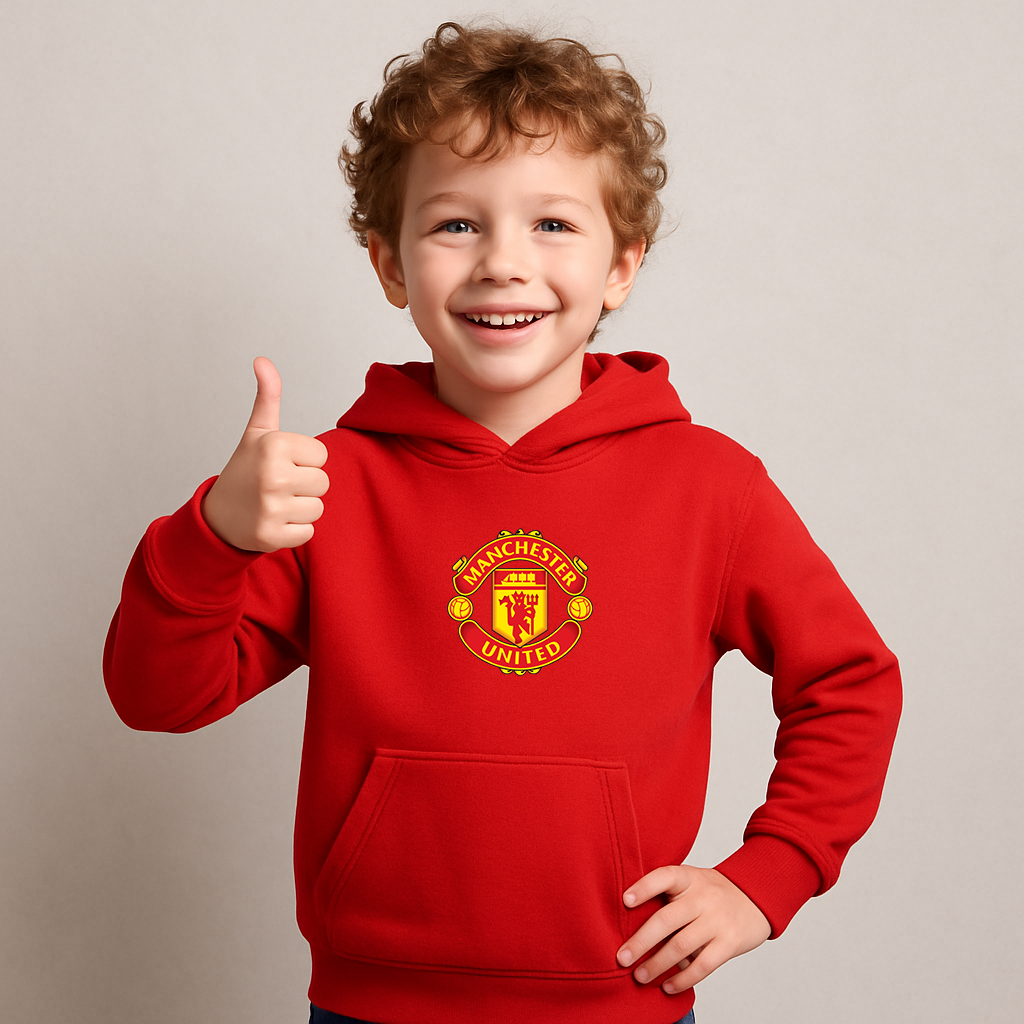 Youth Kids Manchester United Soccer Pullover Hoodie