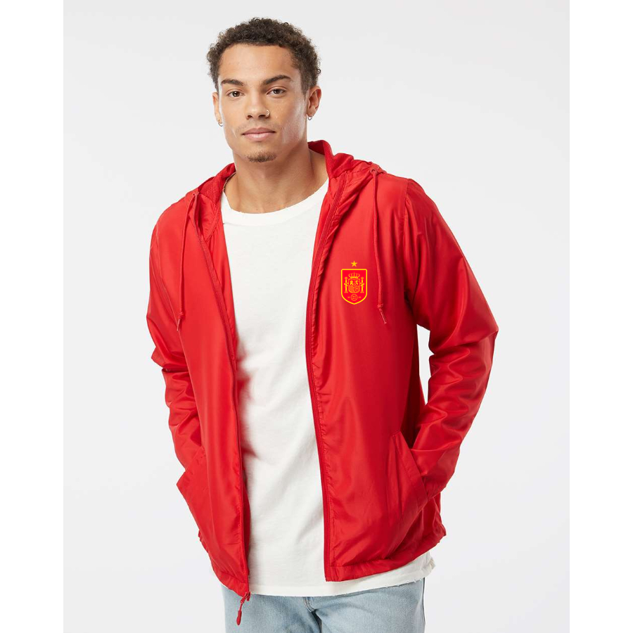 Men’s Spain Red Logo National Soccer Team - Independent Trading Co. - Lightweight Windbreaker Full-Zip Jacket - EXP54LWZ