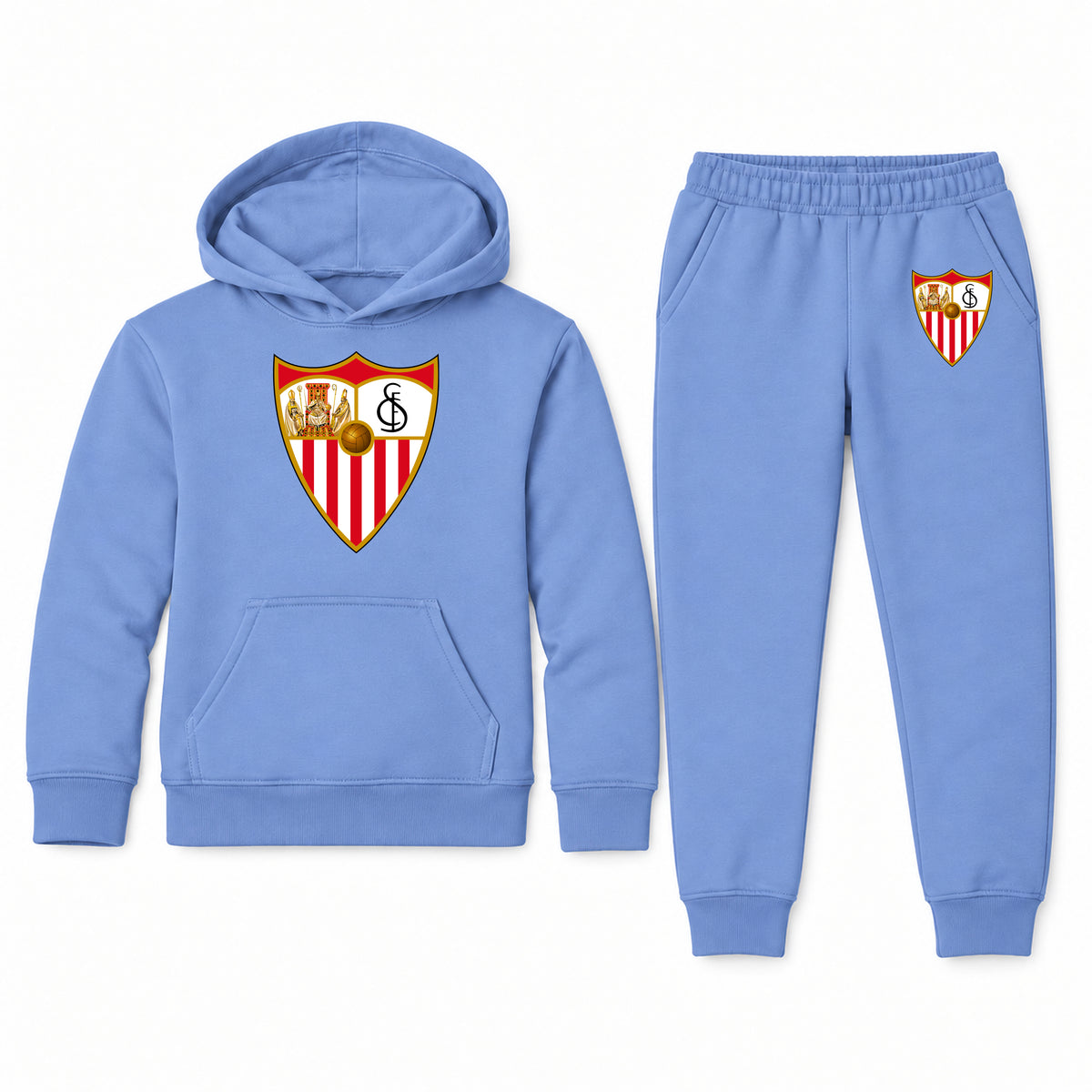 Sevilla FC youth hoodie jogger set, Carolina Blue, Youth Large ages 10–12