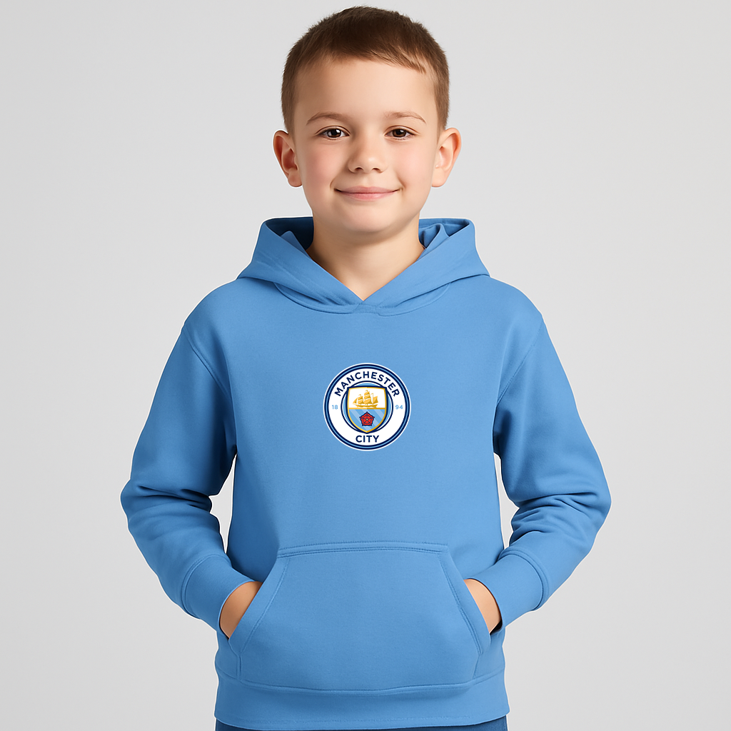 Youth Kids Manchester City Soccer Pullover Hoodie