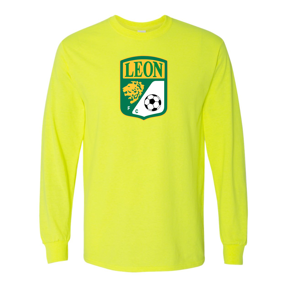 Men's Leon FC Cotton Long Sleeve T-Shirt | Color: Safety Green | Original artwork