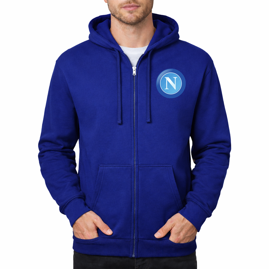 Men's Napoli FC Zipper Hoodie | Color: Royal Blue | Original artwork on Drive garment