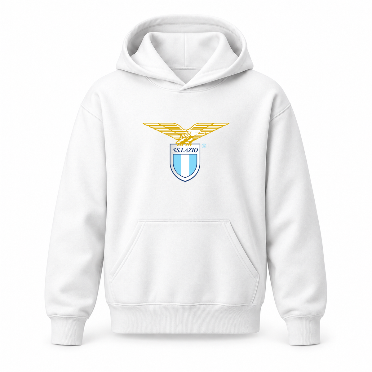 Youth Kids Lazio FC Pullover Hoodie | Color: White | Original artwork on Drive garment