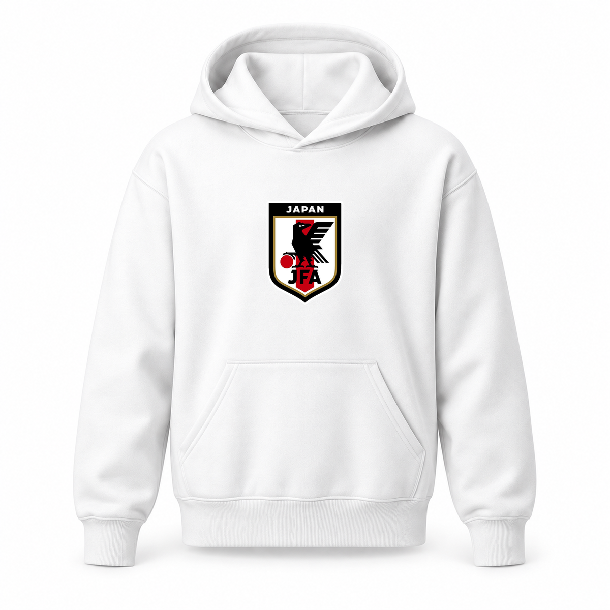 Youth Kids Japan National Soccer Team Pullover Hoodie | Color: White | Original artwork on Drive garment