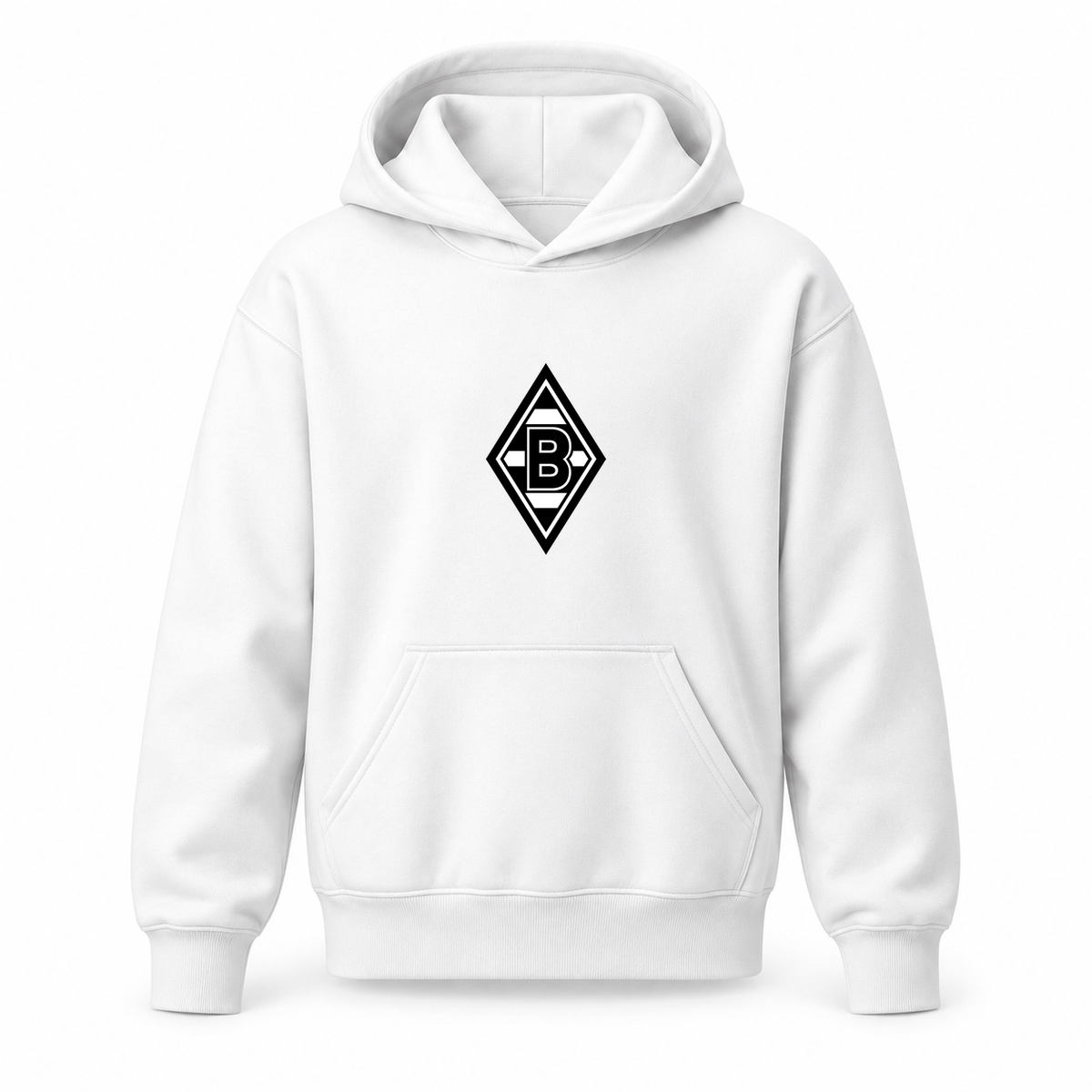 Youth Kids Borussia Monchengladbach FC Pullover Hoodie | Color: White | Original artwork on Drive garment