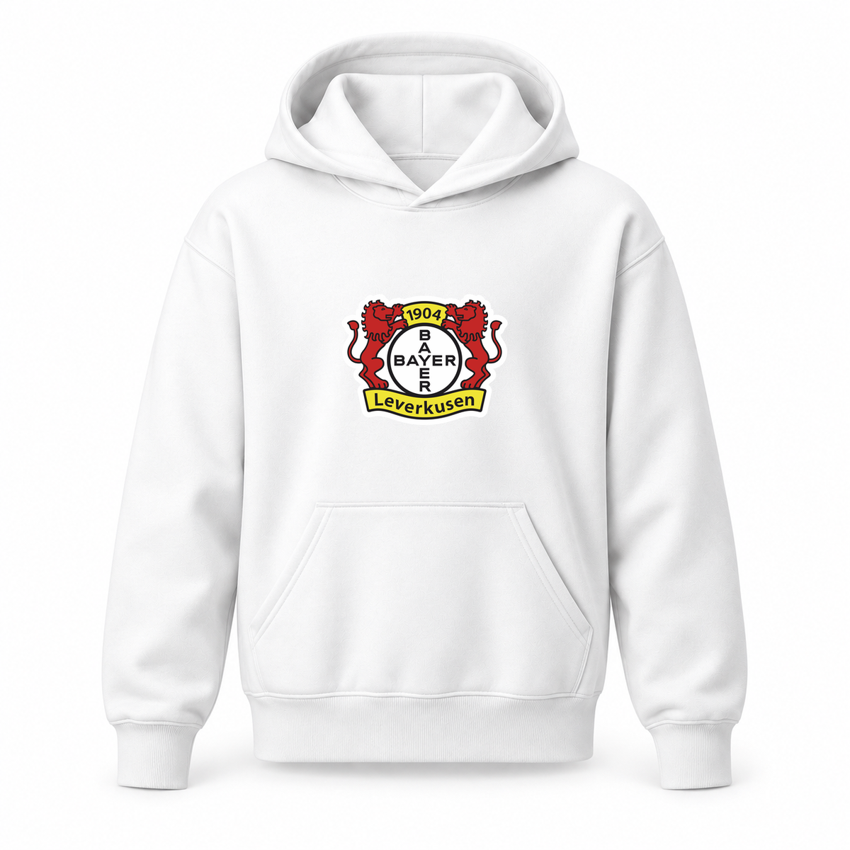 Youth Kids Bayer Leverkusen FC Pullover Hoodie | Color: White | Original artwork on Drive garment