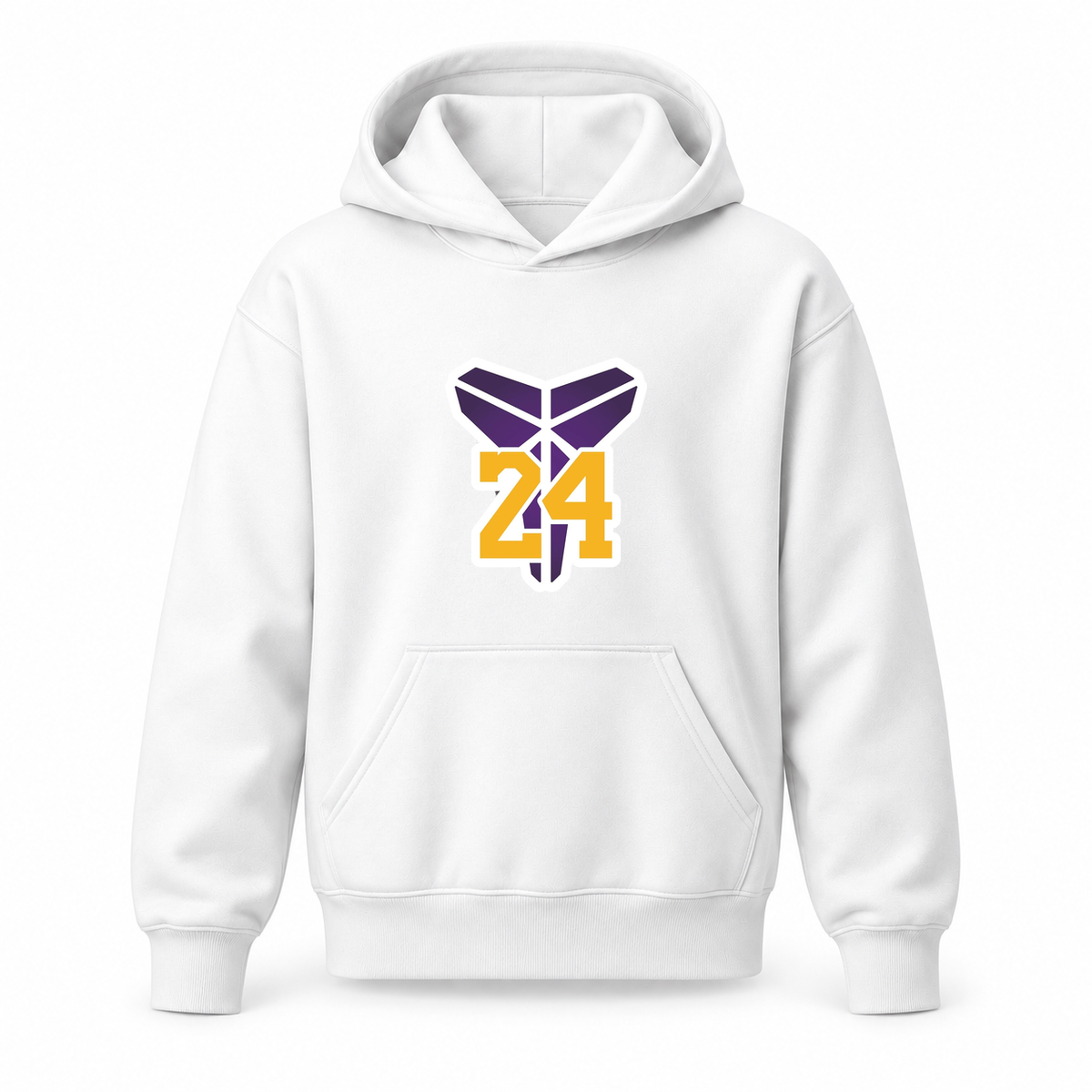Youth Kids Kobe Bryant Mamba 24 Pullover Hoodie | Color: White | Original artwork on Drive garment
