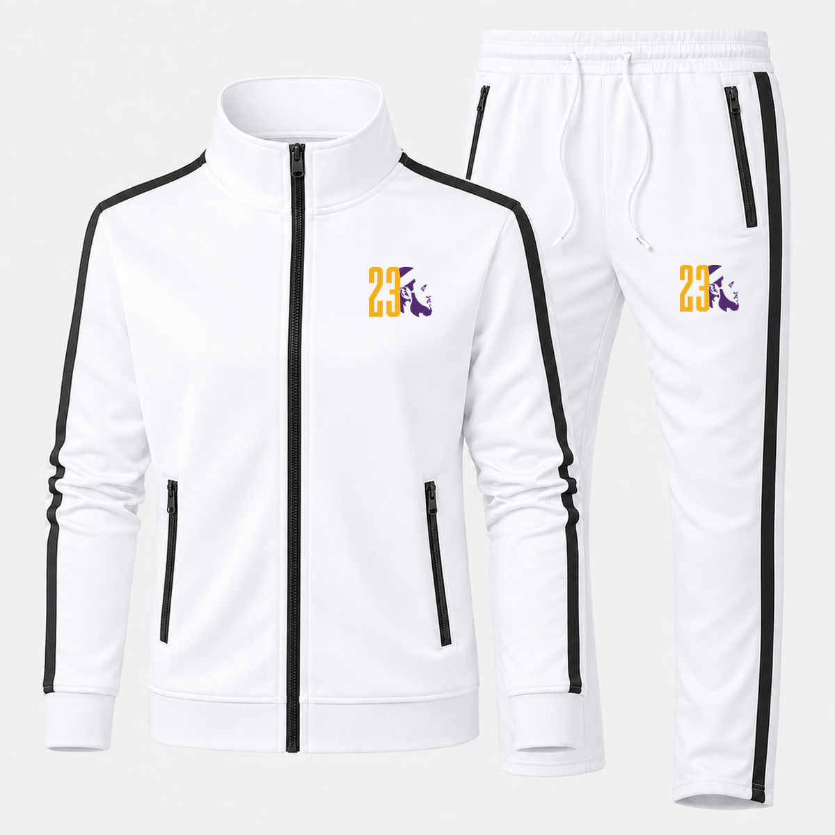 Men's Lebron James 23 Dri-Fit TrackSuit | Color: White | Original artwork on Drive garment