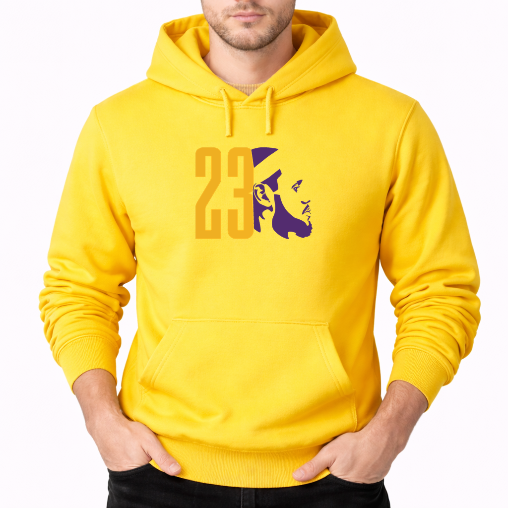 Men's Lebron James 23 Pullover Hoodie | Color: Yellow | Original artwork on Drive garment