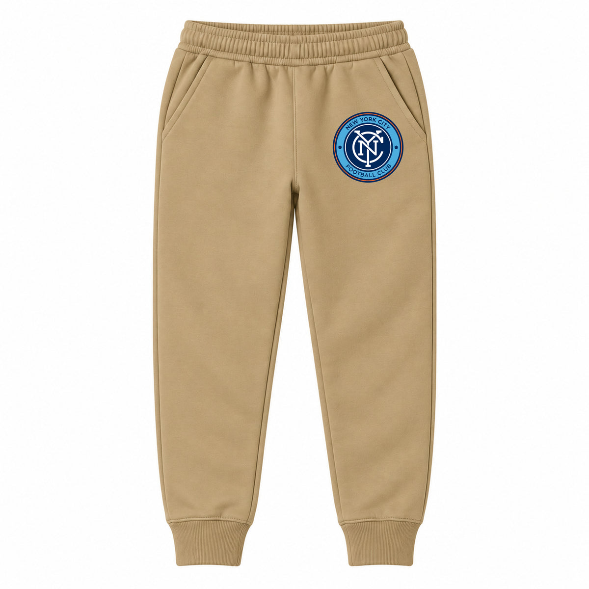 New York City FC youth jogger sweatpants, Khaki, Youth Large ages 10–12
