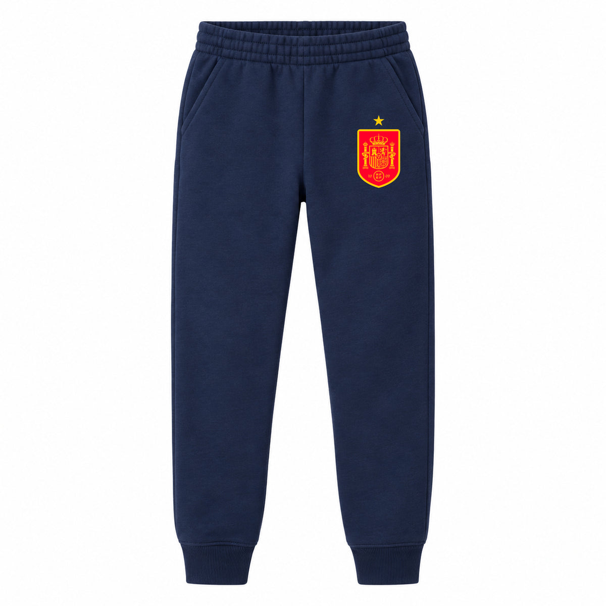 Spain Red Logo National Soccer Team youth jogger sweatpants, Navy Blue, Youth Large ages 10–12