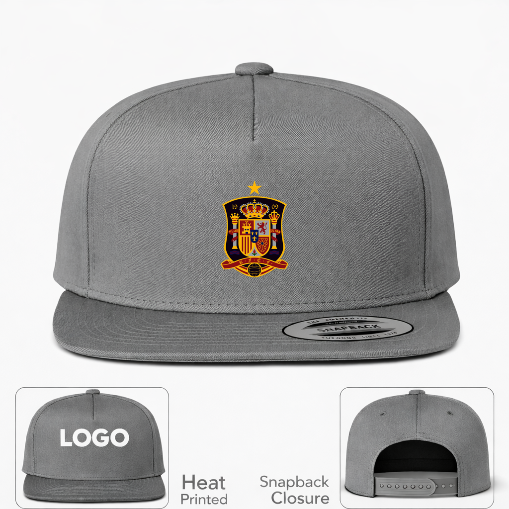 Spain National Soccer Team Snapback Hat | Color: Grey | Original artwork on Drive garment